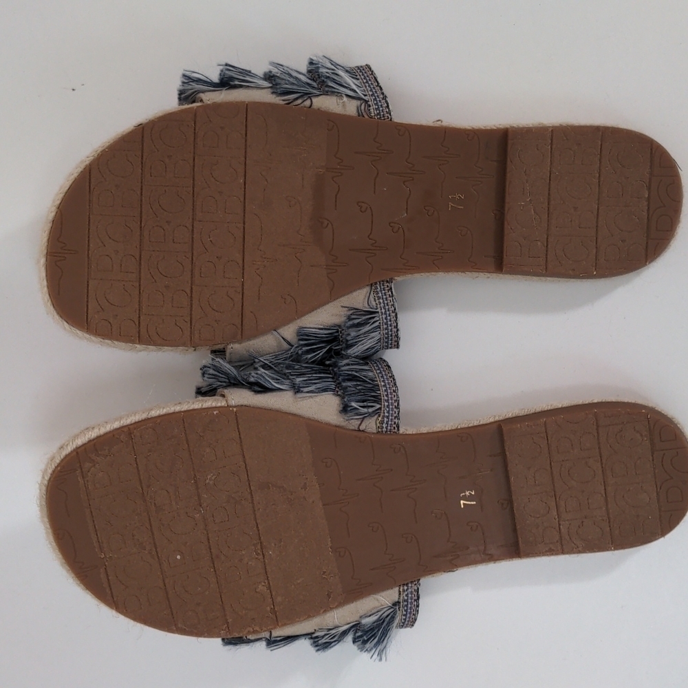 BC Born in California Vegan Fringe Espadrille Slides 7.5 - Picture 3 of 7